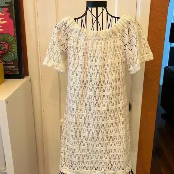 A.L.C. - Ivory Crochet Lace Off The Shoulder Dress-Sz 4 - Picture 1 of 5